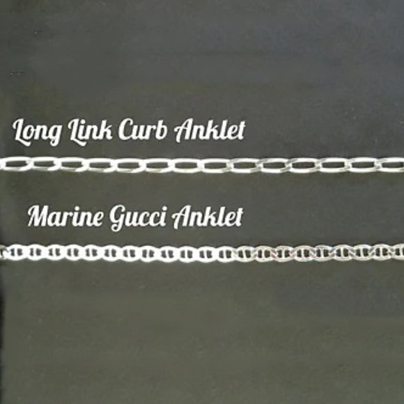 Sterling Silver Anklets Real Silver Ankle Bracelets Set of 2 Stamped 925 ITALY - Picture 2 of 4